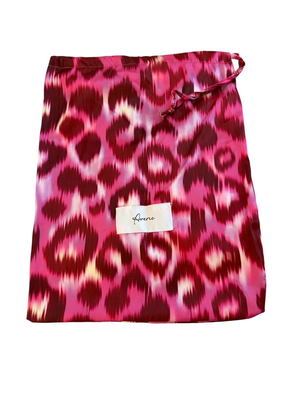 Averie Drawstring Dust Bag Pink and Burgundy Animal Print